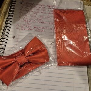 Red Bow Tie and Necktie Set